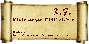 Kleinberger Flórián névjegykártya